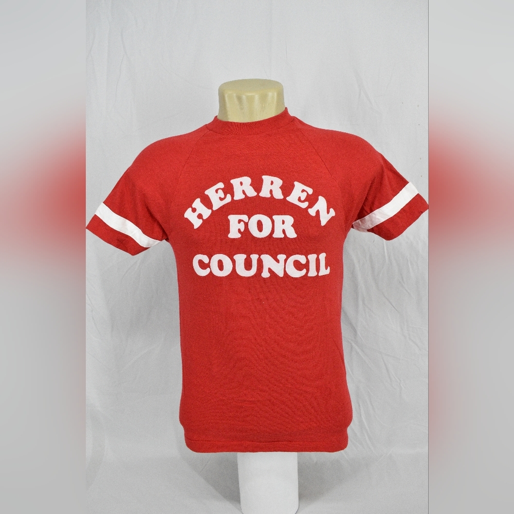 Vintage 80's Champion Printed T-shirt,Color:Red,Size:Medium